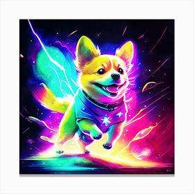 Colorful Running Dog Canvas Print