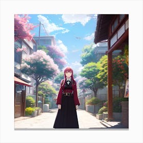 Anime Girl In Kimono Canvas Print