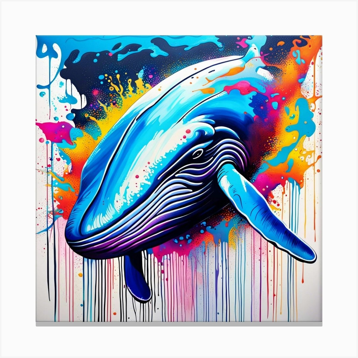 Whale Painting Canvas Print by Freaki Kiki - Fy