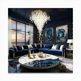 Blue Living Room Canvas Print