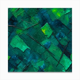 Abstract Painting Green and Blue Color Canvas Print