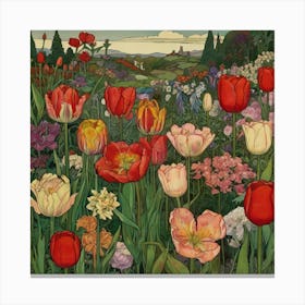 Tulips In The Garden 26 Canvas Print