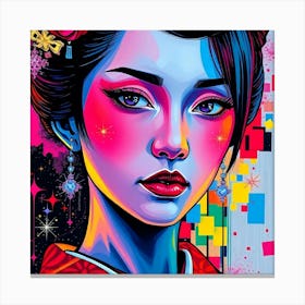 Pop Color Geisha Painting Canvas Print