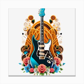 Electric Guitar With Roses 19 Canvas Print
