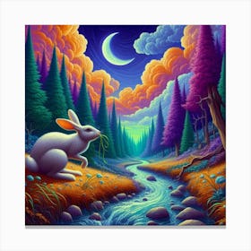 Rabbit In The Forest Canvas Print