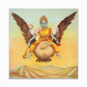 Goddess Sarasvati (1890–20), Vintage Hindu Goddess Illustration Canvas Print