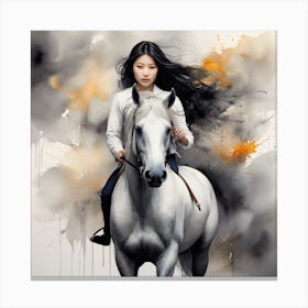 Girl Riding A Horse Canvas Print