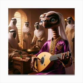 Alien Playing A Lute Canvas Print