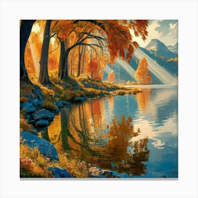 Autumn Trees By The Lake 1 Canvas Print