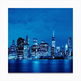 New York City Skyline At Night,manhattan downtown architecture night view Canvas Print