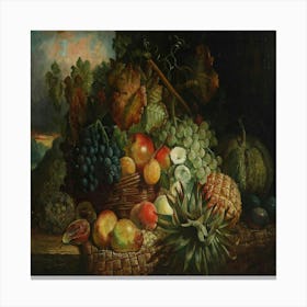 Fruit And Vegetables In A Basket Canvas Print