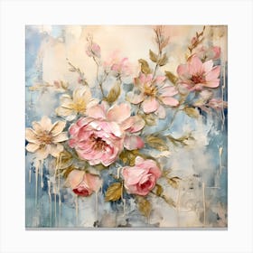 Vintage Pastel Flowers 17 Canvas Print