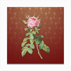 Vintage Four Seasons Rose Botanical on Falu Red Pattern Canvas Print