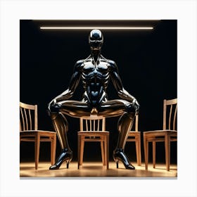 Futuristic Woman Sitting On Chairs 1 Canvas Print