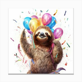 Birthday Sloth 1 Canvas Print