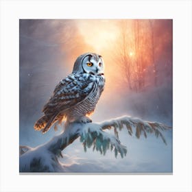 Owl in Evening Sunlight Canvas Print