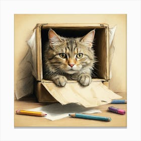 Cat In A Box 24 Canvas Print