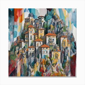 Village On Top Of A Mountain Canvas Print