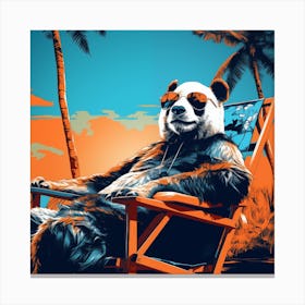 Panda On Holiday Pop Art Style Canvas Print