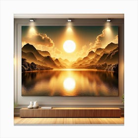 Sunset Over Lake Canvas Print