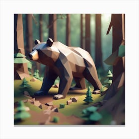 Low Poly Bear In The Forest 2 Canvas Print