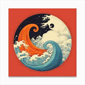 Great Wave Yin Yang Canvas Print