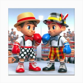 Two Boxers In A Boxing Ring 4 Canvas Print