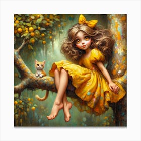 Little Girl In Yellow Dress Canvas Print