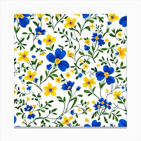 Blue And Yellow Flowers 3 Canvas Print