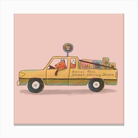 Daniel Fox's Sweet Delivery Truck Animals on Vehicles Canvas Print