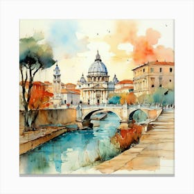 Watercolor Of Rome Canvas Print