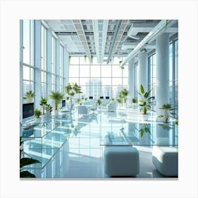 Futuristic Office Interior And Furniture Canvas Print