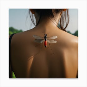 Mosquito On Woman'S Back Canvas Print