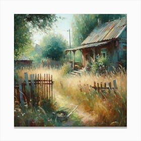 Eastern Europe (Slavic) Contryside Village, Acrylic Painting Style Canvas Print