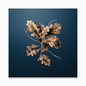 Gold Botanical English Oak on Dusk Blue n.4951 Canvas Print