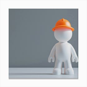 Construction Worker In Orange Hard Hat Canvas Print