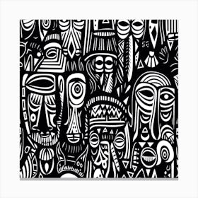 Doodles,black and white handdrawn style line doodle pattern background Canvas Print