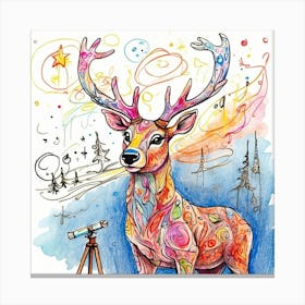 Deer With Telescope Canvas Print