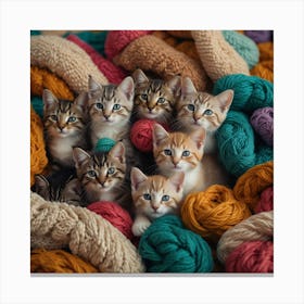 Kittens In The Yarn Canvas Print