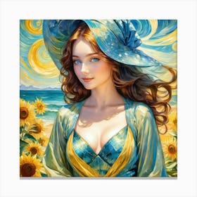 Sunflower Girlyhhg Canvas Print