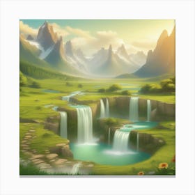 Panoramic Paradise Breathtaking Panoramic Landscapes Showcasing Majestic Mountains Cascading Water 963972798 Canvas Print