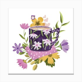 Mug Of Tea chic floral teacup illustration Canvas Print
