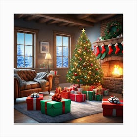 Christmas Tree In The Living Room 103 Canvas Print
