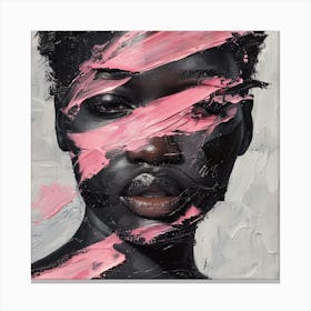 Black Woman With Pink Paint Leinwandbild