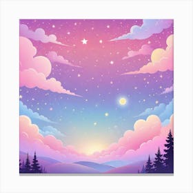 Sky With Twinkling Stars In Pastel Colors Square Composition 139 Canvas Print