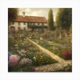 Gustav Klimt Style Farm Garden 17 Canvas Print