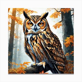 Owl In The Forest 170 Canvas Print