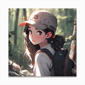 Anime Girl In The Woods 3 Canvas Print