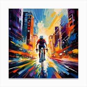 Cyclist On The Road art print Canvas Print