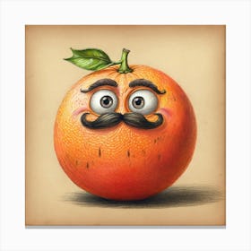 Orange With Mustache 19 Canvas Print